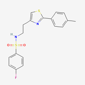 molecular formula C18H17FN2O2S2 B2854313 4-fluoro-N-(2-(2-(p-tolyl)thiazol-4-yl)ethyl)benzenesulfonamide CAS No. 896604-50-5