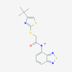 molecular formula C15H16N4OS3 B285432 N-(2,1,3-benzothiadiazol-4-yl)-2-[(4-tert-butyl-1,3-thiazol-2-yl)sulfanyl]acetamide 