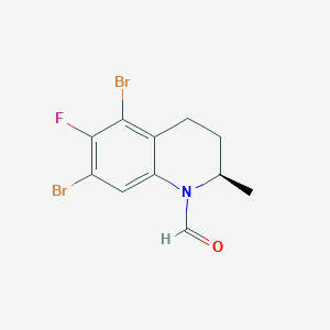 molecular formula C11H10Br2FNO B2854322 (2R)-5,7-Dibromo-6-fluoro-3,4-dihydro-2-methyl-1(2H)-quinolinecarboxaldehyde CAS No. 1593478-56-8