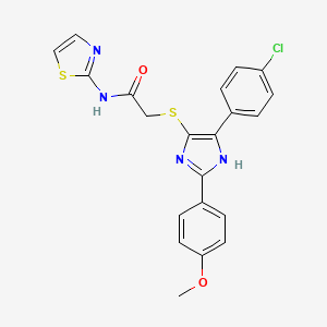 2-{[5-(4-CHLOROPHENYL)-2-(4-METHOXYPHENYL)-1H-IMIDAZOL-4-YL]SULFANYL}-N-(1,3-THIAZOL-2-YL)ACETAMIDE