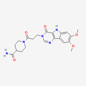 1-(3-(7,8-dimethoxy-4-oxo-4,5-dihydro-3H-pyrimido[5,4-b]indol-3-yl)propanoyl)piperidine-4-carboxamide