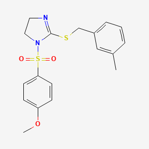 molecular formula C18H20N2O3S2 B2854358 1-(4-Methoxyphenyl)sulfonyl-2-[(3-methylphenyl)methylsulfanyl]-4,5-dihydroimidazole CAS No. 868217-71-4