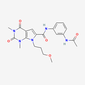 molecular formula C21H25N5O5 B2854388 N-(3-acetamidophenyl)-7-(3-methoxypropyl)-1,3-dimethyl-2,4-dioxo-2,3,4,7-tetrahydro-1H-pyrrolo[2,3-d]pyrimidine-6-carboxamide CAS No. 1021133-84-5