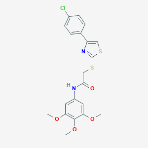 molecular formula C20H19ClN2O4S2 B285439 2-{[4-(4-chlorophenyl)-1,3-thiazol-2-yl]sulfanyl}-N-(3,4,5-trimethoxyphenyl)acetamide 