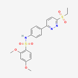 molecular formula C20H21N3O6S2 B2854392 N-(4-(6-(ethylsulfonyl)pyridazin-3-yl)phenyl)-2,4-dimethoxybenzenesulfonamide CAS No. 921544-04-9