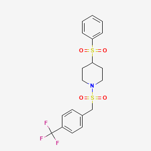 4-(Phenylsulfonyl)-1-((4-(trifluoromethyl)benzyl)sulfonyl)piperidine