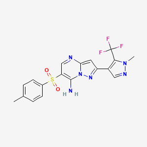 6-[(4-Methylphenyl)sulfonyl]-2-[1-methyl-5-(trifluoromethyl)-1H-pyrazol-4-YL]pyrazolo[1,5-A]pyrimidin-7-amine