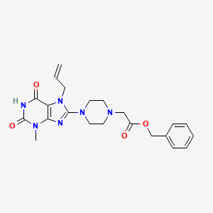 molecular formula C22H26N6O4 B2854441 benzyl 2-(4-(7-allyl-3-methyl-2,6-dioxo-2,3,6,7-tetrahydro-1H-purin-8-yl)piperazin-1-yl)acetate CAS No. 898463-28-0