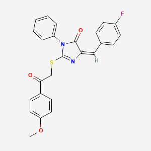 (5E)-5-(4-fluorobenzylidene)-2-{[2-(4-methoxyphenyl)-2-oxoethyl]sulfanyl}-3-phenyl-3,5-dihydro-4H-imidazol-4-one