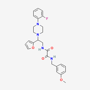 molecular formula C26H29FN4O4 B2854443 N1-(2-(4-(2-fluorophenyl)piperazin-1-yl)-2-(furan-2-yl)ethyl)-N2-(3-methoxybenzyl)oxalamide CAS No. 877633-17-5