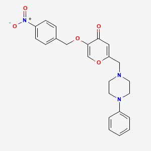 molecular formula C23H23N3O5 B2854447 5-[(4-Nitrophenyl)methoxy]-2-[(4-phenylpiperazin-1-yl)methyl]pyran-4-one CAS No. 898418-20-7