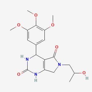 molecular formula C18H23N3O6 B2854453 6-(2-羟丙基)-4-(3,4,5-三甲氧基苯基)-3,4,6,7-四氢-1H-吡咯并[3,4-d]嘧啶-2,5-二酮 CAS No. 1021060-61-6