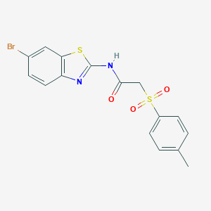 molecular formula C16H13BrN2O3S2 B285446 N-(6-bromo-1,3-benzothiazol-2-yl)-2-[(4-methylphenyl)sulfonyl]acetamide 