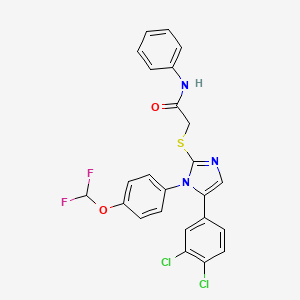molecular formula C24H17Cl2F2N3O2S B2854460 2-((5-(3,4-dichlorophenyl)-1-(4-(difluoromethoxy)phenyl)-1H-imidazol-2-yl)thio)-N-phenylacetamide CAS No. 1226458-90-7