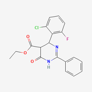 Ethyl 4-(2-chloro-6-fluorophenyl)-6-hydroxy-2-phenyl-4,5-dihydro-5-pyrimidinecarboxylate