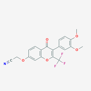 2-((3-(3,4-dimethoxyphenyl)-4-oxo-2-(trifluoromethyl)-4H-chromen-7-yl)oxy)acetonitrile