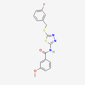 molecular formula C17H14FN3O2S2 B2854469 N-(5-((3-fluorobenzyl)thio)-1,3,4-thiadiazol-2-yl)-3-methoxybenzamide CAS No. 392303-42-3
