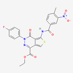 molecular formula C23H17FN4O6S B2854476 Ethyl 3-(4-fluorophenyl)-5-[(4-methyl-3-nitrobenzoyl)amino]-4-oxothieno[3,4-d]pyridazine-1-carboxylate CAS No. 851949-51-4