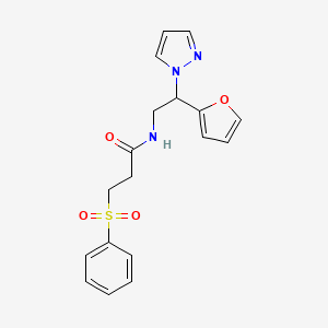 N-(2-(furan-2-yl)-2-(1H-pyrazol-1-yl)ethyl)-3-(phenylsulfonyl)propanamide