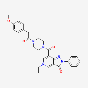 molecular formula C28H29N5O4 B2854478 5-ethyl-7-(4-(2-(4-methoxyphenyl)acetyl)piperazine-1-carbonyl)-2-phenyl-2H-pyrazolo[4,3-c]pyridin-3(5H)-one CAS No. 1040674-76-7