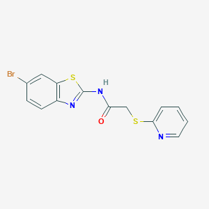 molecular formula C14H10BrN3OS2 B285448 N-(6-bromo-1,3-benzothiazol-2-yl)-2-(2-pyridinylsulfanyl)acetamide 