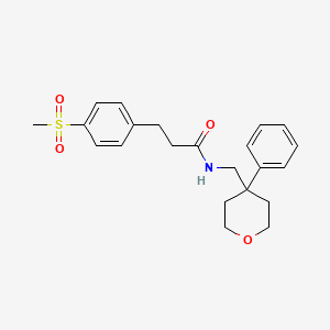 molecular formula C22H27NO4S B2854485 3-(4-(methylsulfonyl)phenyl)-N-((4-phenyltetrahydro-2H-pyran-4-yl)methyl)propanamide CAS No. 2034550-06-4