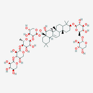[(2S,3R,4S,5R)-3-[(2S,3R,4S,5R,6S)-5-[(2S,3R,4S,5S)-3,5-dihydroxy-4-[(2S,3R,4S,5R)-3,4,5-trihydroxyoxan-2-yl]oxyoxan-2-yl]oxy-3,4-dihydroxy-6-methyloxan-2-yl]oxy-4,5-dihydroxyoxan-2-yl] (4aR,5R,6aS,6bR,10S,12aR,14bS)-5-hydroxy-2,2,6a,6b,9,9,12a-heptamethyl-10-[(2R,3R,4S,5S,6R)-3,4,5-trihydroxy-6-[[(2S,3R,4S,5S)-3,4,5-trihydroxyoxan-2-yl]oxymethyl]oxan-2-yl]oxy-1,3,4,5,6,6a,7,8,8a,10,11,12,13,14b-tetradecahydropicene-4a-carboxylate