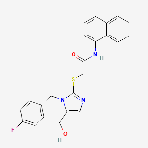 molecular formula C23H20FN3O2S B2854517 2-((1-(4-fluorobenzyl)-5-(hydroxymethyl)-1H-imidazol-2-yl)thio)-N-(naphthalen-1-yl)acetamide CAS No. 899955-87-4