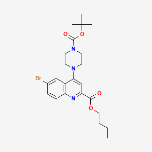 molecular formula C23H30BrN3O4 B2854534 Butyl 6-bromo-4-(4-(tert-butoxycarbonyl)piperazin-1-yl)quinoline-2-carboxylate CAS No. 887589-51-7