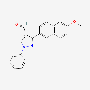 molecular formula C21H16N2O2 B2854539 3-(6-甲氧基萘-2-基)-1-苯基-1H-吡唑-4-甲醛 CAS No. 957354-89-1