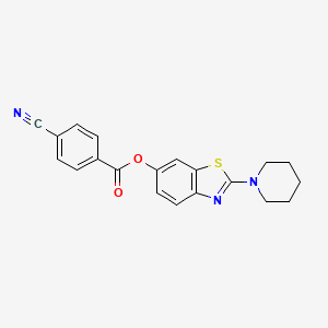 molecular formula C20H17N3O2S B2854542 2-(Piperidin-1-yl)benzo[d]thiazol-6-yl 4-cyanobenzoate CAS No. 953001-52-0