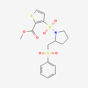 Methyl 3-((2-((phenylsulfonyl)methyl)pyrrolidin-1-yl)sulfonyl)thiophene-2-carboxylate
