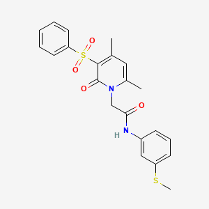 molecular formula C22H22N2O4S2 B2854565 2-(4,6-dimethyl-2-oxo-3-(phenylsulfonyl)pyridin-1(2H)-yl)-N-(3-(methylthio)phenyl)acetamide CAS No. 946329-78-8