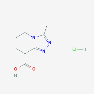 molecular formula C8H12ClN3O2 B2854571 3-Methyl-5,6,7,8-tetrahydro-[1,2,4]triazolo[4,3-a]pyridine-8-carboxylic acid;hydrochloride CAS No. 2418730-66-0