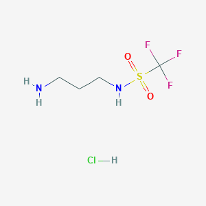 molecular formula C4H10ClF3N2O2S B2854581 N-(3-Aminopropyl)-1,1,1-trifluoromethanesulfonamide;hydrochloride CAS No. 2490406-20-5