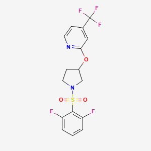 molecular formula C16H13F5N2O3S B2854584 2-((1-((2,6-Difluorophenyl)sulfonyl)pyrrolidin-3-yl)oxy)-4-(trifluoromethyl)pyridine CAS No. 2034500-55-3