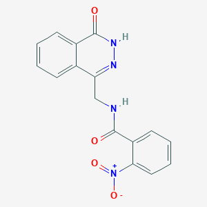 molecular formula C16H12N4O4 B2854607 2-硝基-N-[(4-氧代-3H-酞嗪-1-基)甲基]苯甲酰胺 CAS No. 896353-34-7