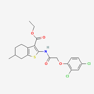 molecular formula C20H21Cl2NO4S B2854616 Ethyl 2-{[(2,4-dichlorophenoxy)acetyl]amino}-6-methyl-4,5,6,7-tetrahydro-1-benzothiophene-3-carboxylate CAS No. 445228-97-7