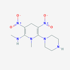 molecular formula C11H18N6O4 B2854622 N,1-dimethyl-3,5-dinitro-6-piperazino-1,4-dihydro-2-pyridinamine CAS No. 338777-88-1