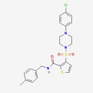 molecular formula C23H24ClN3O3S2 B2854623 3-{[4-(4-chlorophenyl)piperazin-1-yl]sulfonyl}-N-[(4-methylphenyl)methyl]thiophene-2-carboxamide CAS No. 1207027-91-5