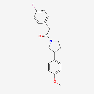 molecular formula C19H20FNO2 B2854629 2-(4-Fluorophenyl)-1-(3-(4-methoxyphenyl)pyrrolidin-1-yl)ethanone CAS No. 1211262-59-7