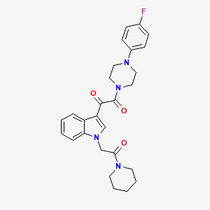 molecular formula C27H29FN4O3 B2854634 1-(4-(4-fluorophenyl)piperazin-1-yl)-2-(1-(2-oxo-2-(piperidin-1-yl)ethyl)-1H-indol-3-yl)ethane-1,2-dione CAS No. 872860-87-2