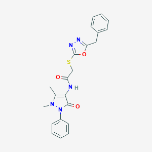 2-[(5-benzyl-1,3,4-oxadiazol-2-yl)sulfanyl]-N-(1,5-dimethyl-3-oxo-2-phenyl-2,3-dihydro-1H-pyrazol-4-yl)acetamide