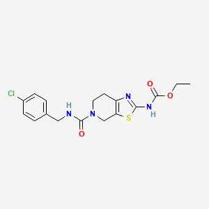 molecular formula C17H19ClN4O3S B2854642 Ethyl (5-((4-chlorobenzyl)carbamoyl)-4,5,6,7-tetrahydrothiazolo[5,4-c]pyridin-2-yl)carbamate CAS No. 1396877-50-1