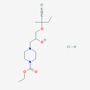 Ethyl 4-(2-hydroxy-3-((3-methylpent-1-yn-3-yl)oxy)propyl)piperazine-1-carboxylate hydrochloride