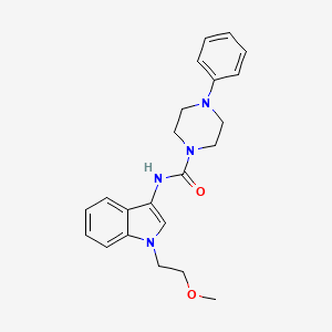 molecular formula C22H26N4O2 B2854651 N-(1-(2-甲氧基乙基)-1H-吲哚-3-基)-4-苯基哌嗪-1-甲酰胺 CAS No. 941988-30-3