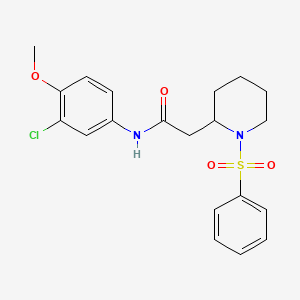 molecular formula C20H23ClN2O4S B2854659 N-(3-chloro-4-methoxyphenyl)-2-(1-(phenylsulfonyl)piperidin-2-yl)acetamide CAS No. 1021074-06-5