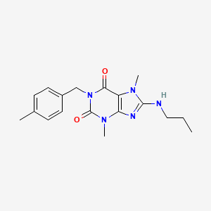 molecular formula C18H23N5O2 B2854672 3,7-dimethyl-1-(4-methylbenzyl)-8-(propylamino)-1H-purine-2,6(3H,7H)-dione CAS No. 941936-96-5