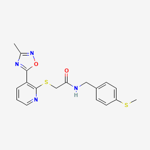 molecular formula C18H18N4O2S2 B2854674 2-((3-(3-methyl-1,2,4-oxadiazol-5-yl)pyridin-2-yl)thio)-N-(4-(methylthio)benzyl)acetamide CAS No. 1251683-83-6