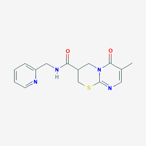 molecular formula C15H16N4O2S B2854685 7-methyl-6-oxo-N-(pyridin-2-ylmethyl)-2,3,4,6-tetrahydropyrimido[2,1-b][1,3]thiazine-3-carboxamide CAS No. 1396849-59-4